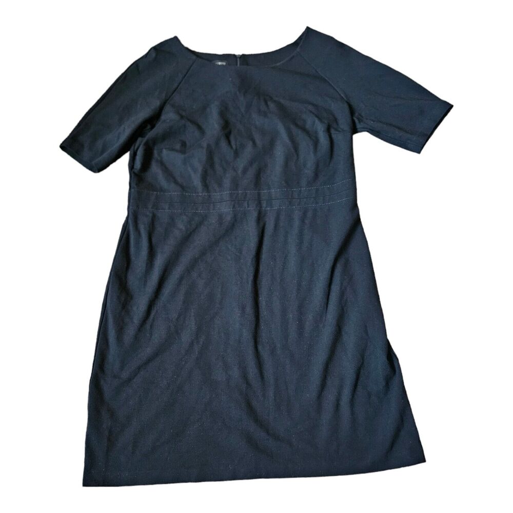 Talbots Size 12 Black Short Sleeve Zip Closure Dress